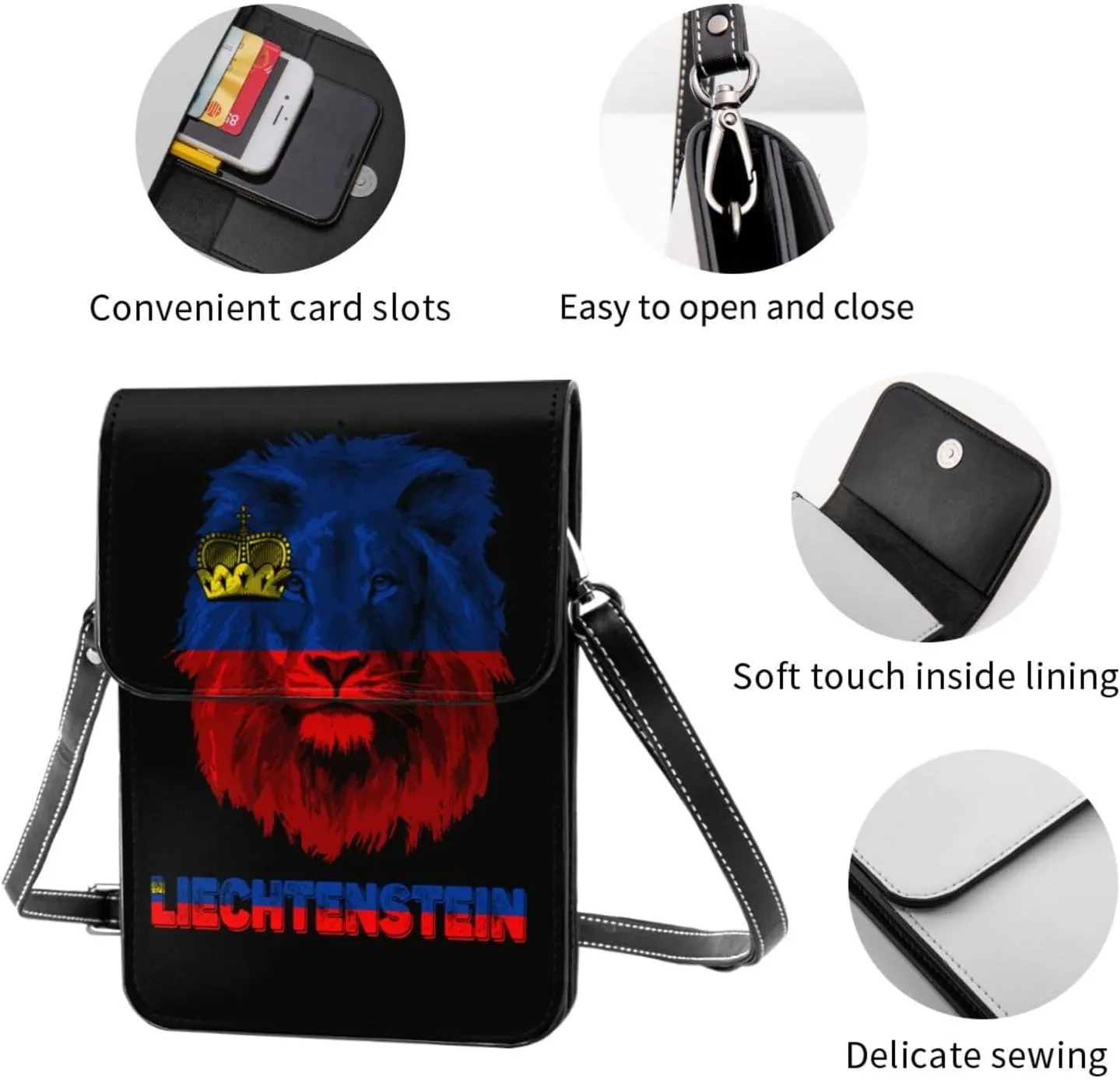 Vintage Saint Vincent And The Grenadines Flag Lion Head Small Crossbody Purse Cell Phone Bag for Women