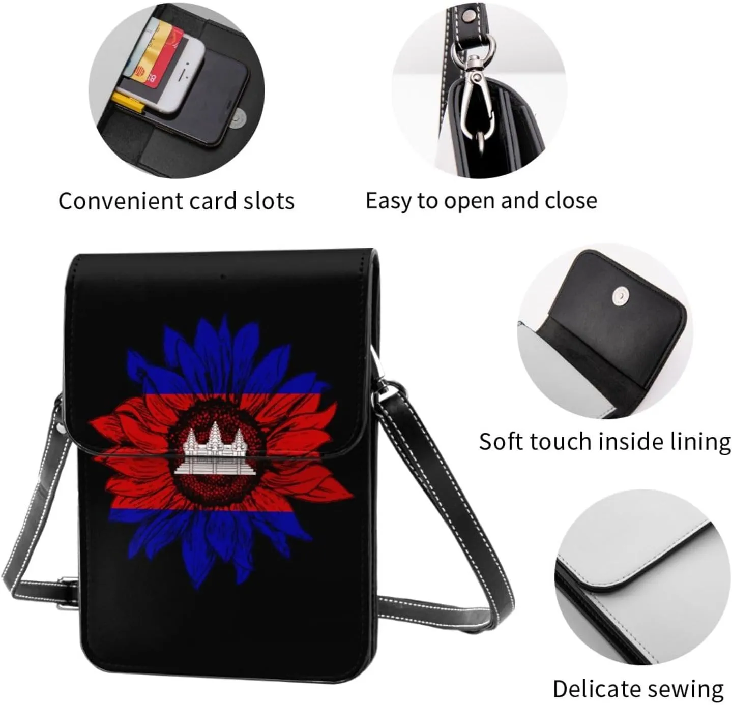 Vintage Sunflower Maryland State Small Crossbody Purse Cell Phone Bag for Women
