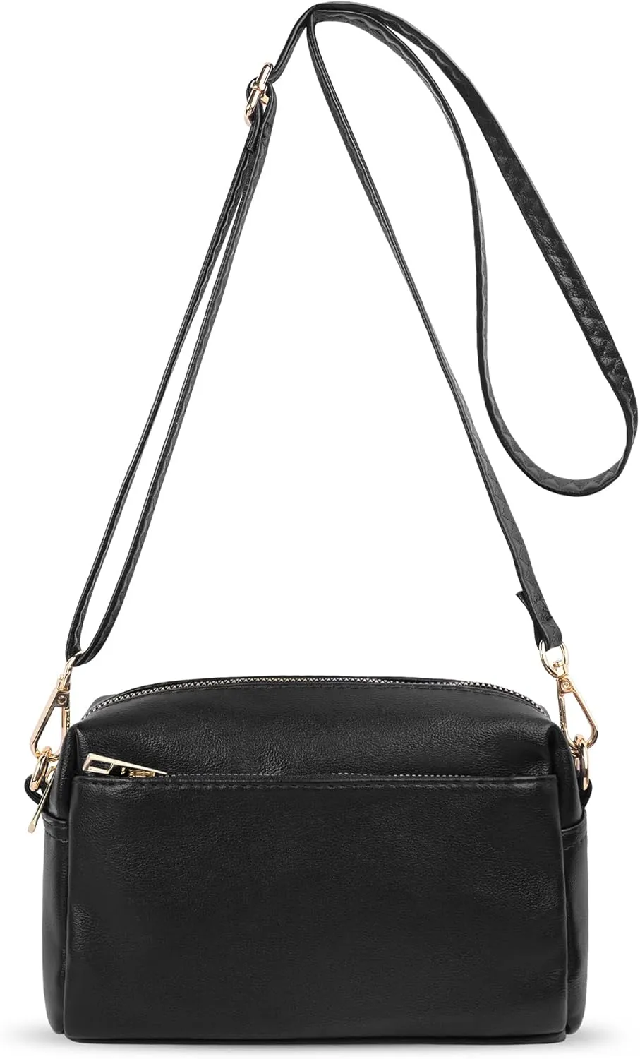 VOROLO Crossbody Bag Triple Zip Small Leather Cross body Purse Shoulder Bag with Ajustable Strap for Women