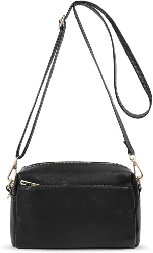 VOROLO Crossbody Bag Triple Zip Small Leather Cross body Purse Shoulder Bag with Ajustable Strap for Women