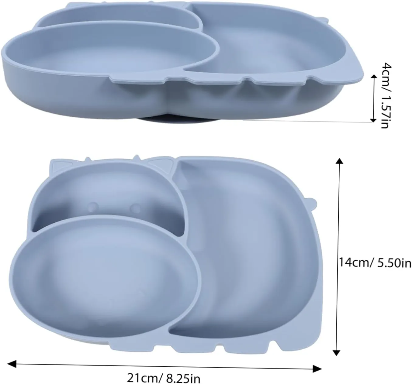 VOSAREA Cute Cartoon Silicone Bowl for Divided Food Plate Lightweight and Easy to Clean Adorable Design for Motivating Mealtime for Meals and Snacks