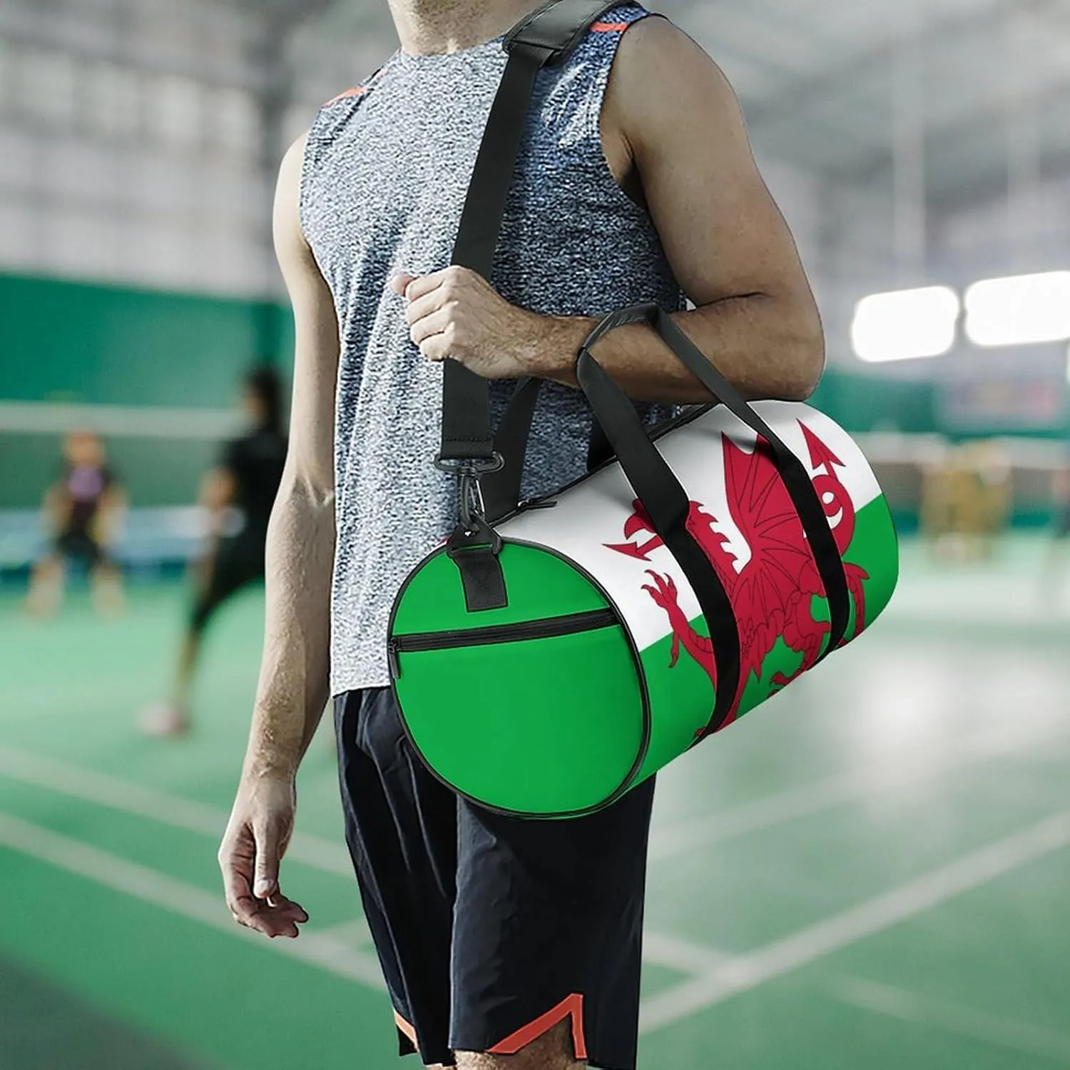 Wales Flag Sports Duffel Bag for Women Men with Wet Pocket Lightweight Gym Travel Tote