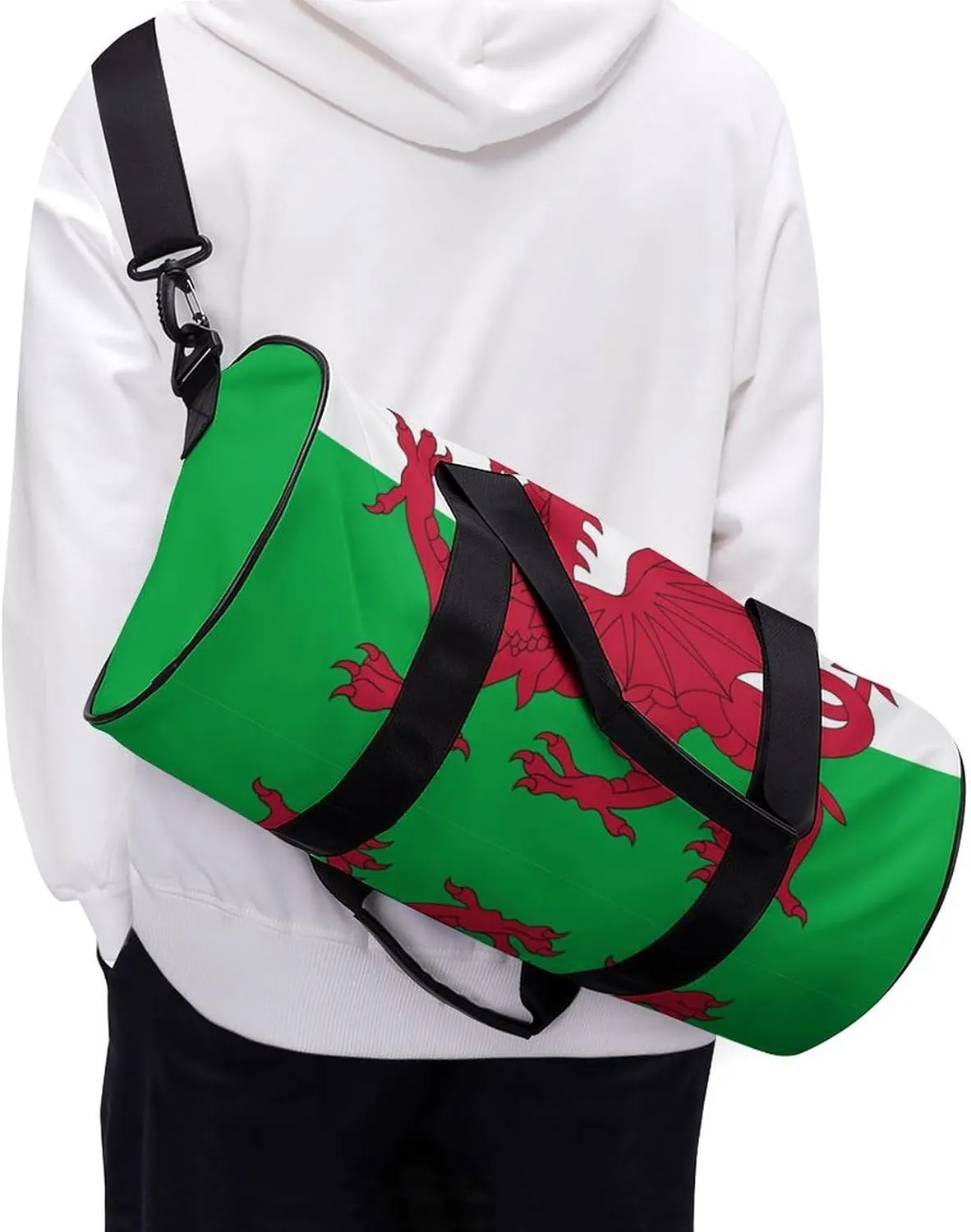 Wales Flag Sports Duffel Bag for Women Men with Wet Pocket Lightweight Gym Travel Tote