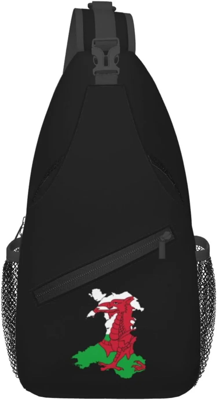 Wales Terrain Map Crossbody Bags For Women Men Chest Backpack Gym Shoulder Bag Travel Outdoor Sports Casual Crossbody Bags