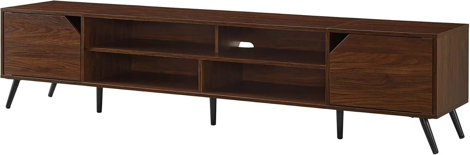 Walker Edison Nora Modern Minimal Open-Shelf TV Stand for TVs up to 90 Inches, 80 Inch, Dark Walnut