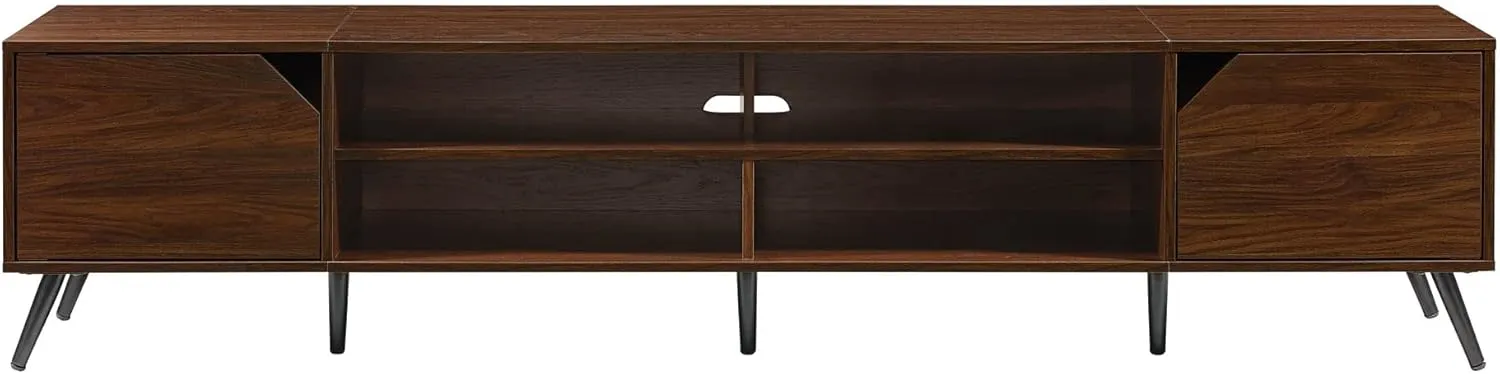 Walker Edison Nora Modern Minimal Open-Shelf TV Stand for TVs up to 90 Inches, 80 Inch, Dark Walnut