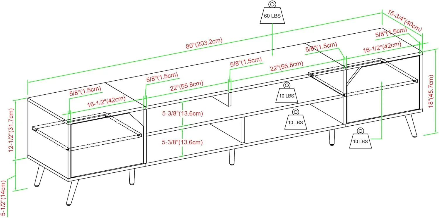 Walker Edison Nora Modern Minimal Open-Shelf TV Stand for TVs up to 90 Inches, 80 Inch, Dark Walnut