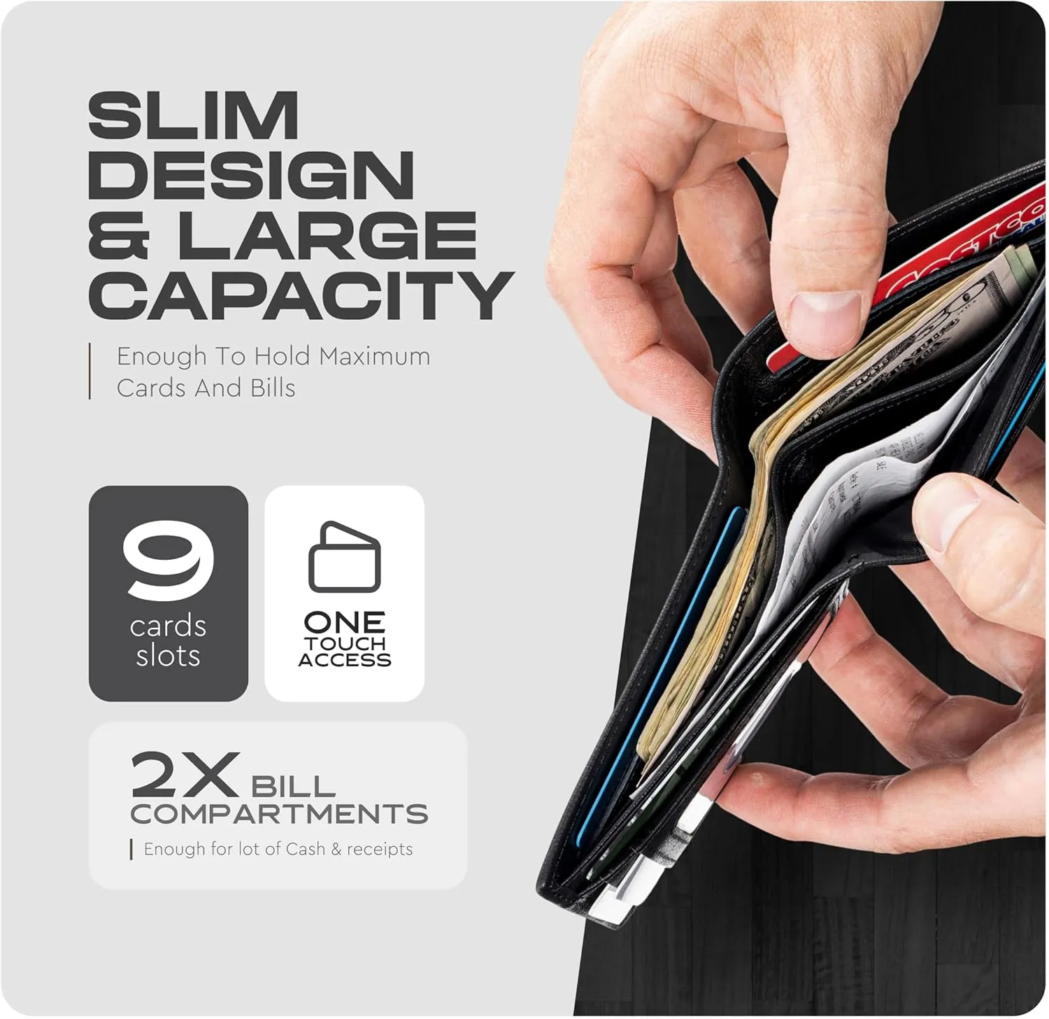 Wallet for Men’s - Genuine Leather Slim Bifold RFID Wallet - Gift for Men Packed in Stylish Gift Box