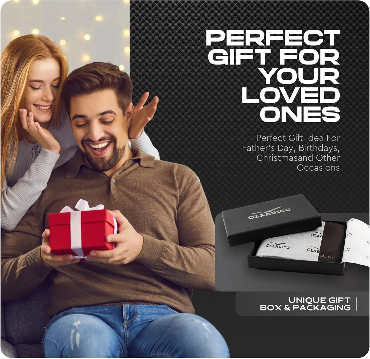 Wallet for Men’s - Genuine Leather Slim Bifold RFID Wallet - Gift for Men Packed in Stylish Gift Box