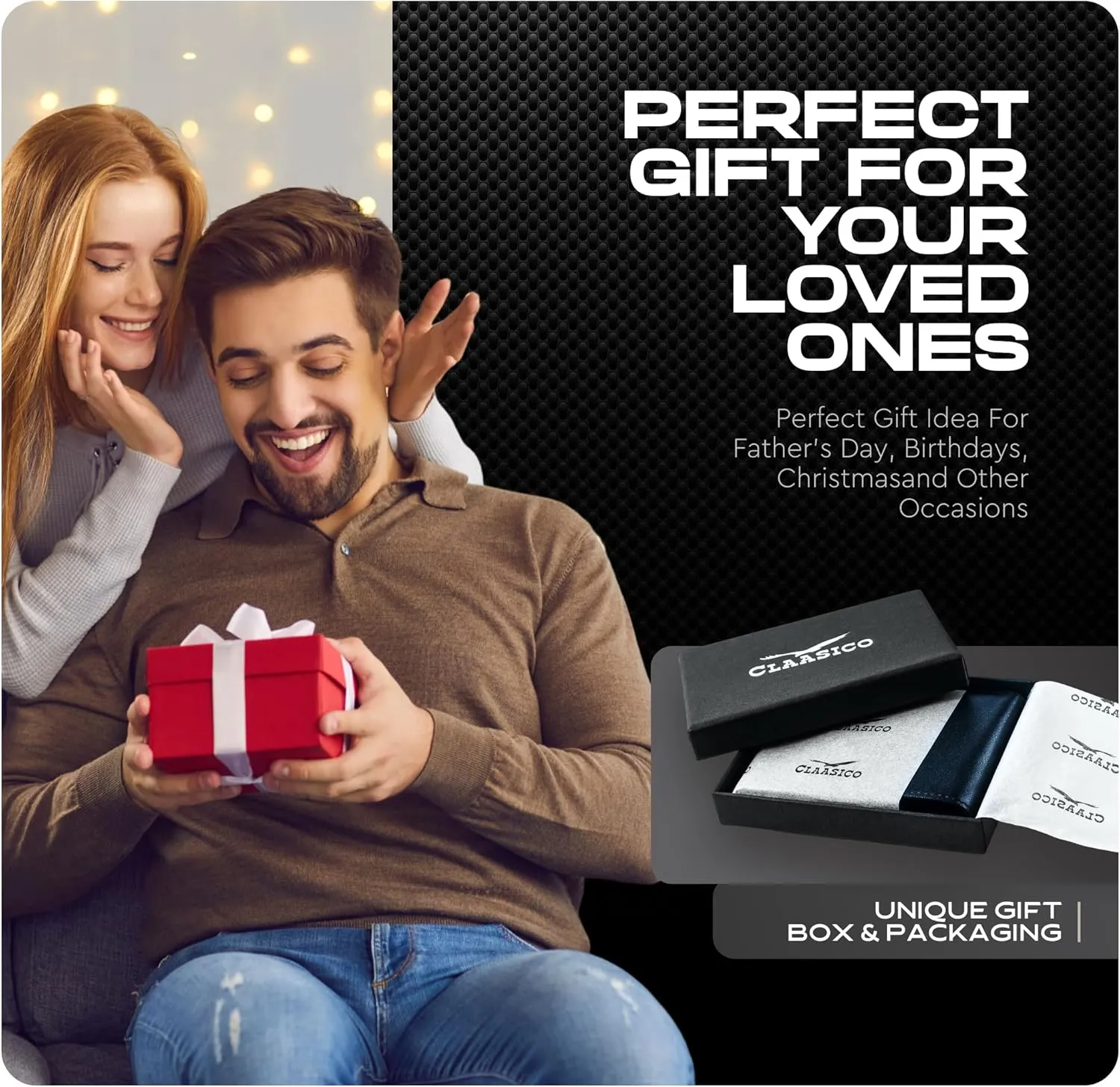Wallet for Men’s - Genuine Leather Slim Bifold RFID Wallet - Gift for Men Packed in Stylish Gift Box