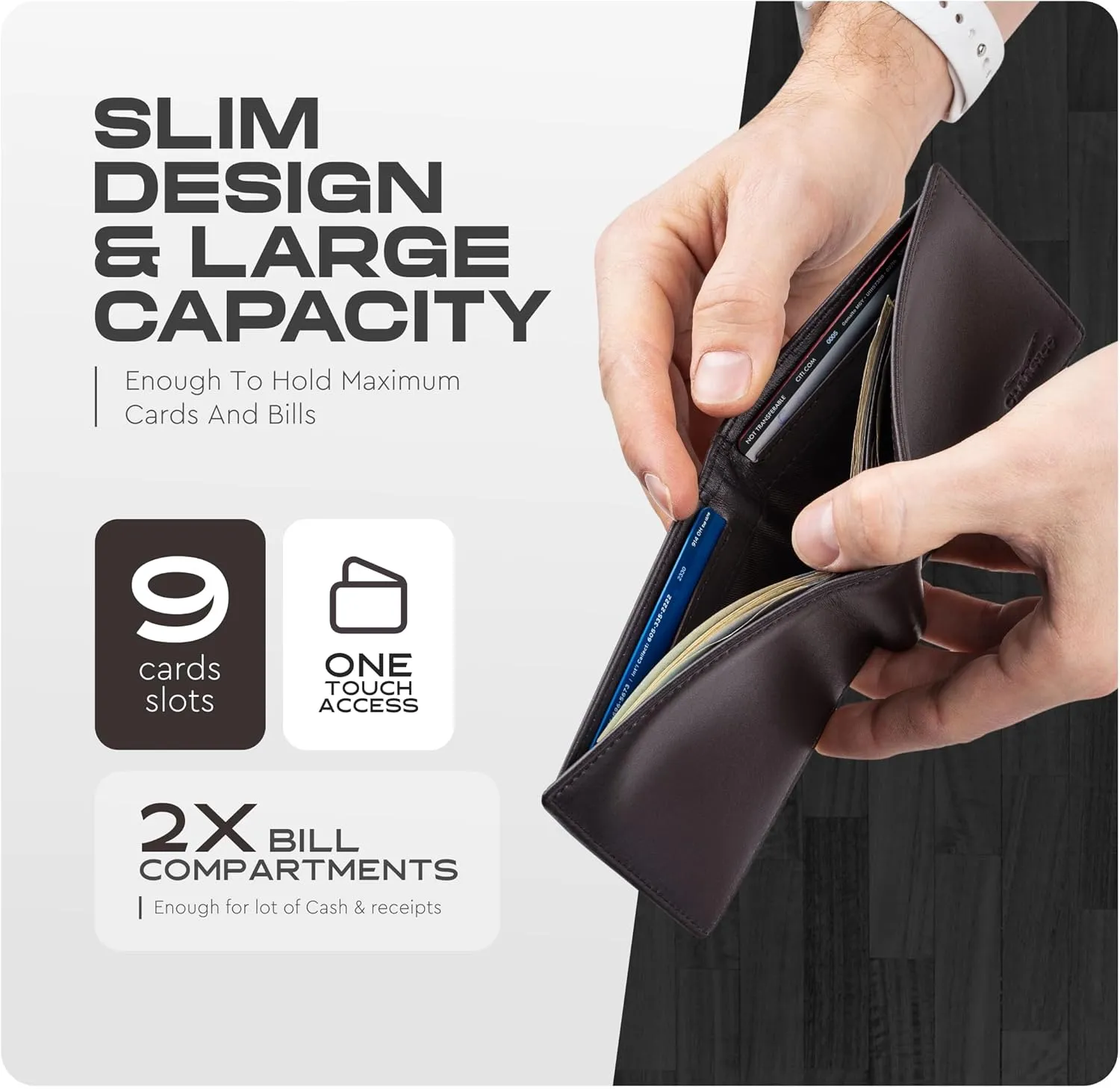 Wallet for Men’s - Genuine Leather Slim Bifold RFID Wallet - Gift for Men Packed in Stylish Gift Box