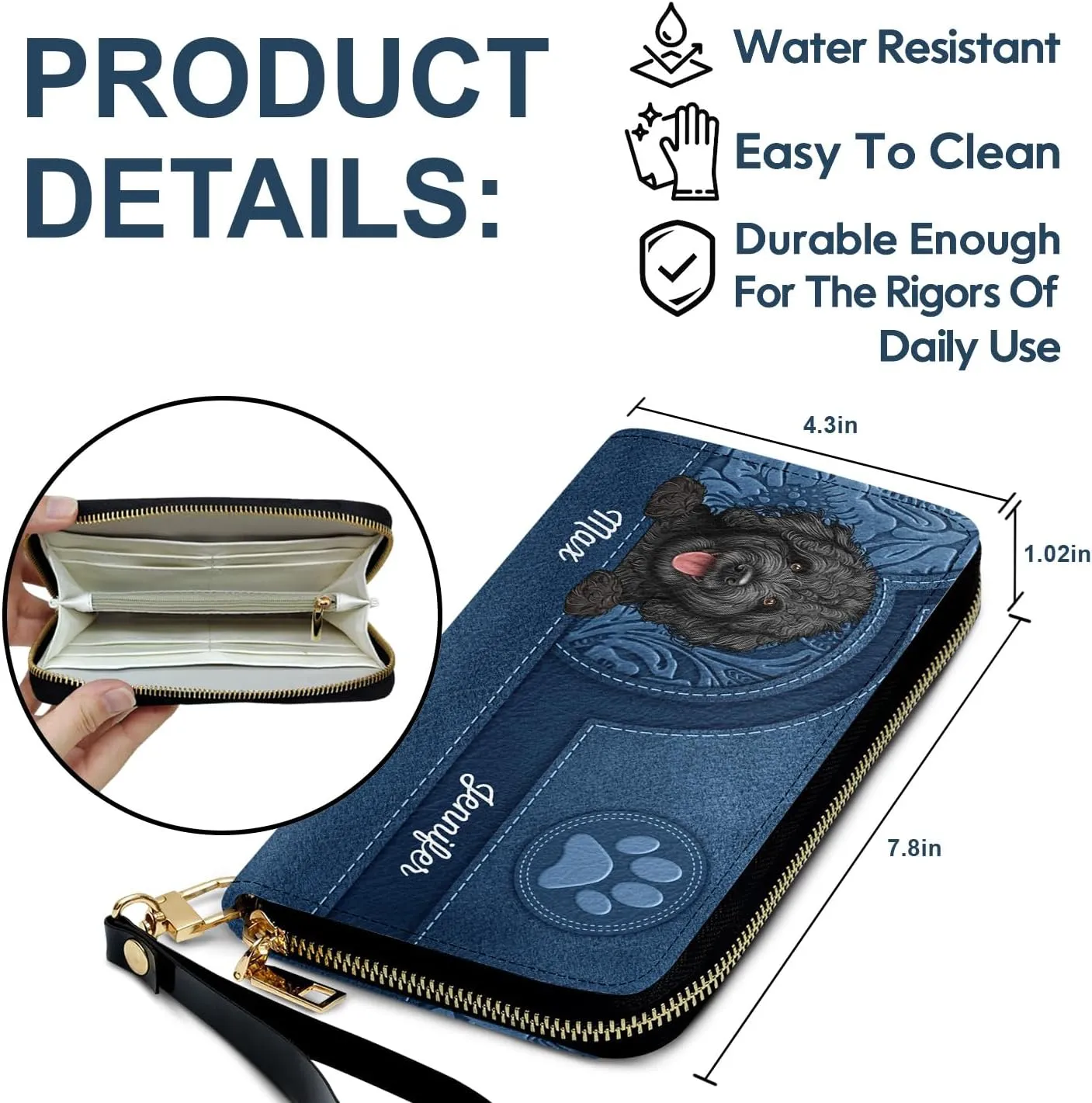 WANDER PRINTS Mothers Day Gifts - Personalized Leather Long Wallet - Gift For Mother, Grandmother - Mom Grandma Floral