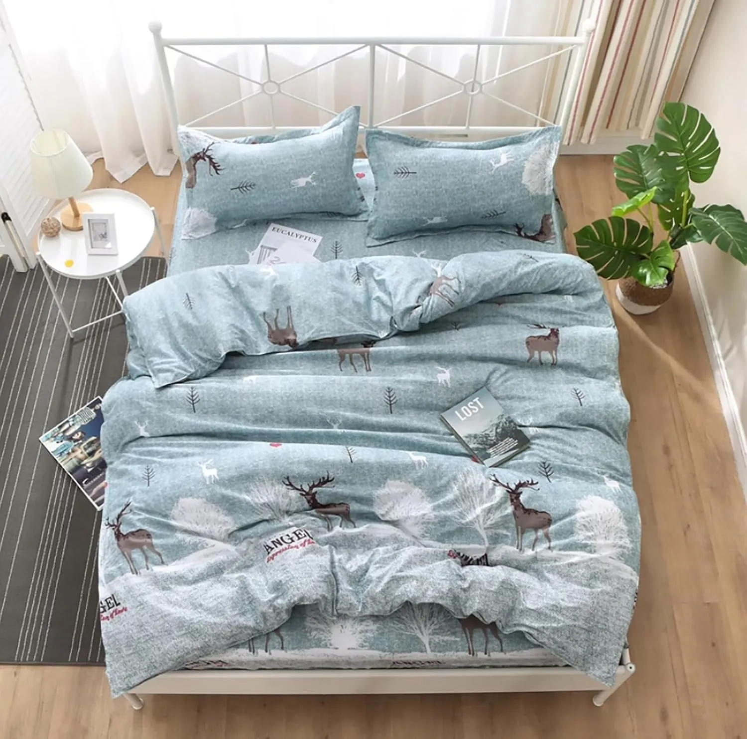 Washed Cotton Bedding Duvet Cover Full Size for All Seasons,Microfiber Soft Comforter Cover with Zipper Closure,Modern Style Quilt Cover for Student(B,Twin XL)