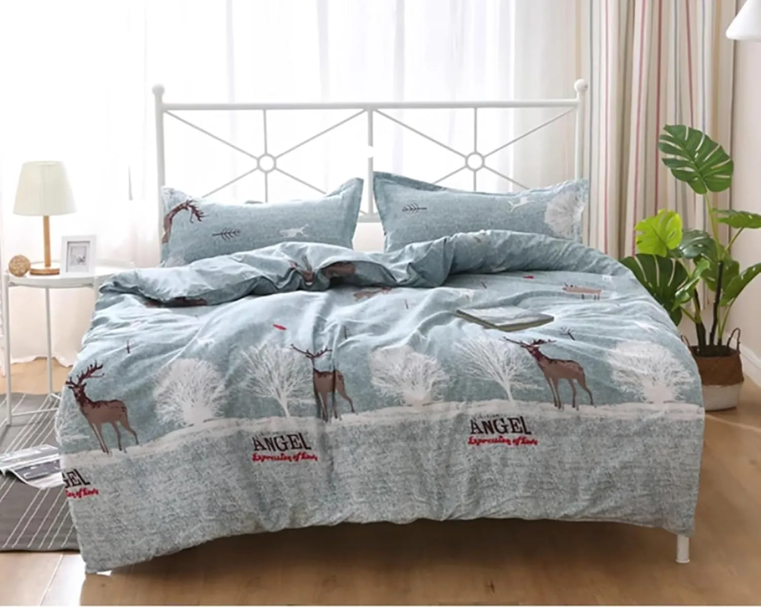 Washed Cotton Bedding Duvet Cover Full Size for All Seasons,Microfiber Soft Comforter Cover with Zipper Closure,Modern Style Quilt Cover for Student(B,Twin XL)