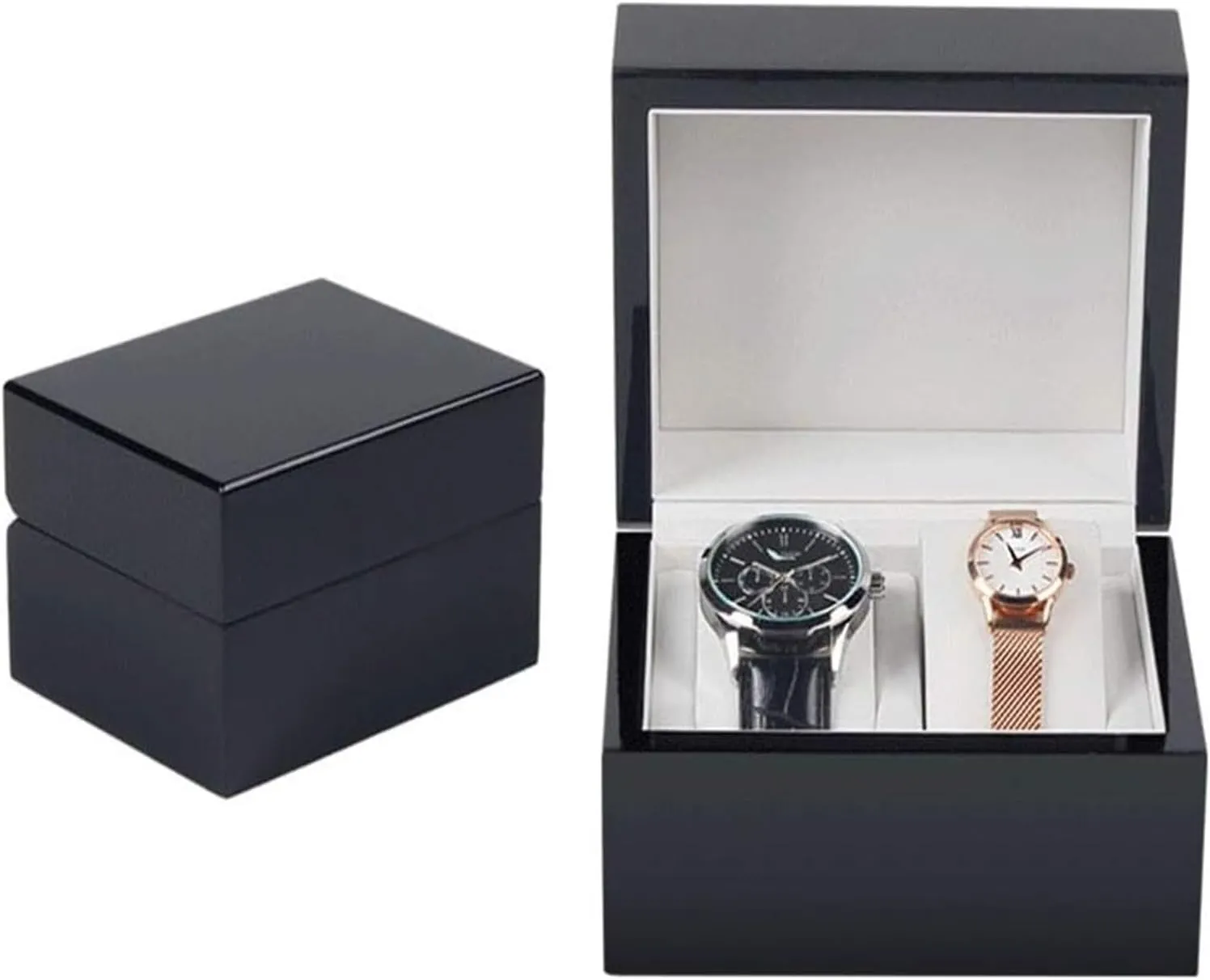 Watch Case,Travel Wood Watch Box Storage for Men Women with 2 Slots, Portable Watch Organizer Holder Mens Watches Case Storage for The Husband Christmas Best