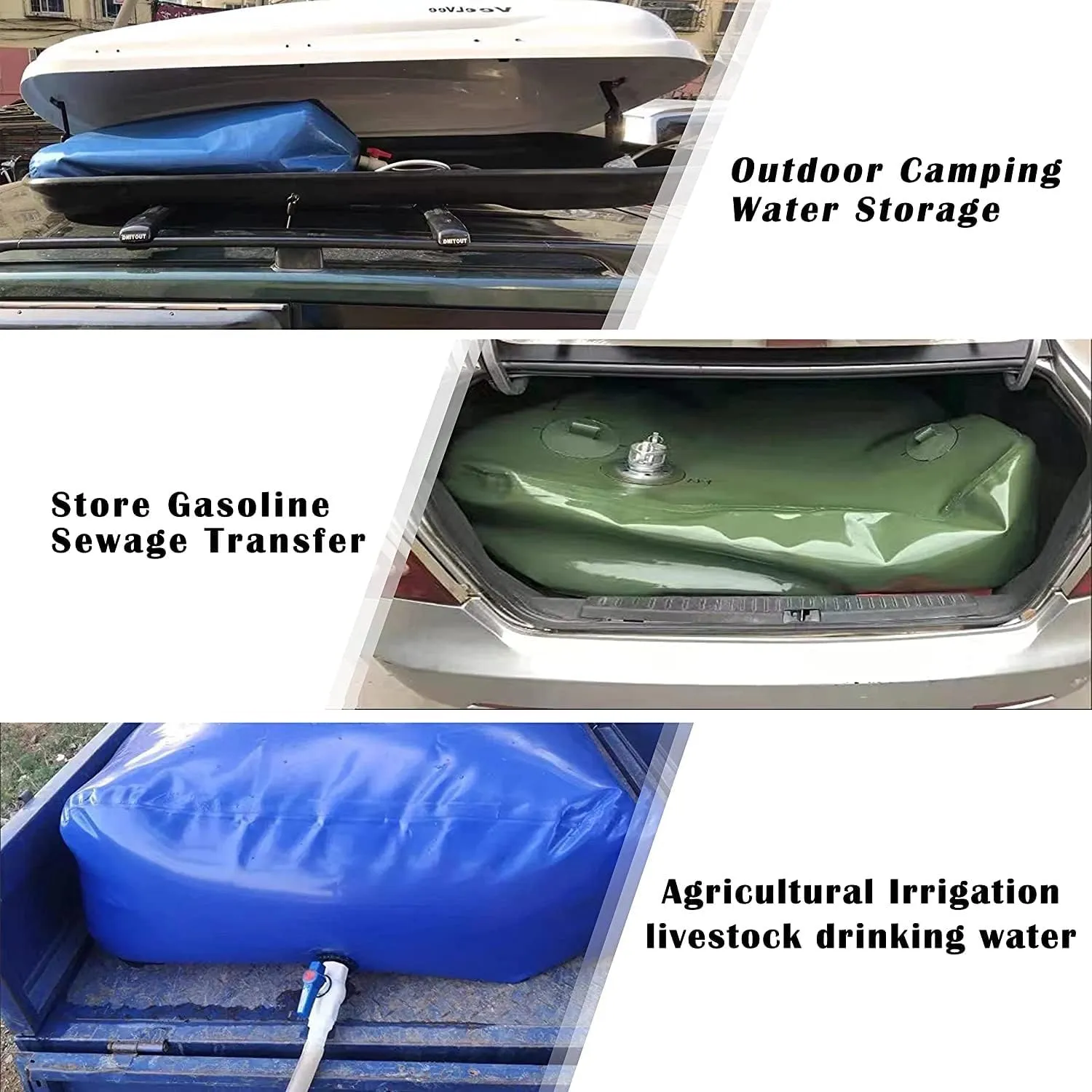 Water Storage Bladder Collapsible Water Storage Containers Bathtub Water Storage Bladder Reusable, Foldable Portable Large Capacity Soft Emergency Water Bag(4x1x1m/4000L/1056Gallon), Green