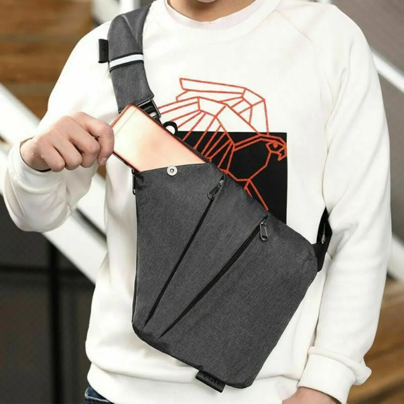 Waterproof Bag Personal Anti Theft Shoulder Man Pocket Portable Chest Travel Grey