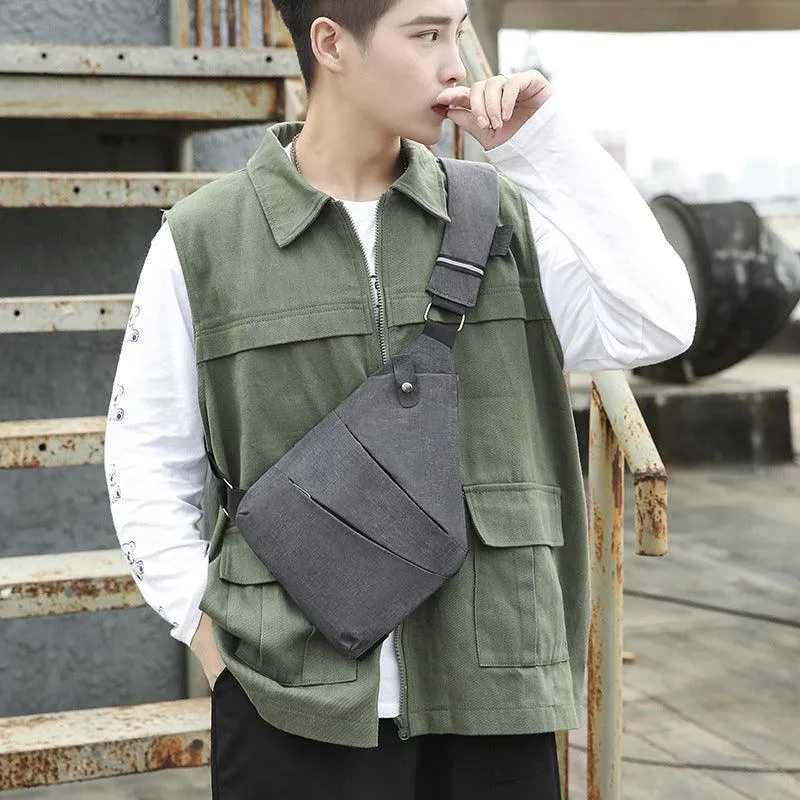 Waterproof Bag Personal Anti Theft Shoulder Man Pocket Portable Chest Travel Grey