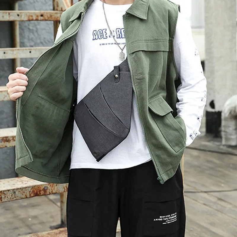 Waterproof Bag Personal Anti Theft Shoulder Man Pocket Portable Chest Travel Grey