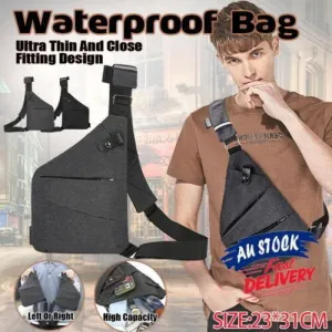 Waterproof Bag Personal Anti Theft Shoulder Man Pocket Portable Chest Travel Grey