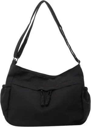 Waterproof Canvas Messenger Bag Women Multiple pockets Crossbody Shoulder Bag Spacious Student Tote with Water bottle Pocket