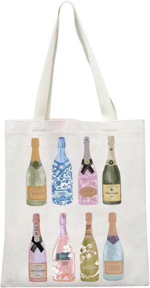 WCGXKO Funny Champagne Lover Gift Home Bar Merch Themed Flour Sack Tote Shopping Bag (Moet)