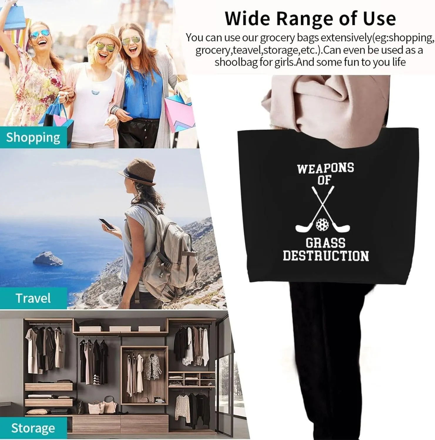 Weapon of Grass Destruction Women's Lightweight Canvas Handbag Waterproof Reusable Shopping Bag