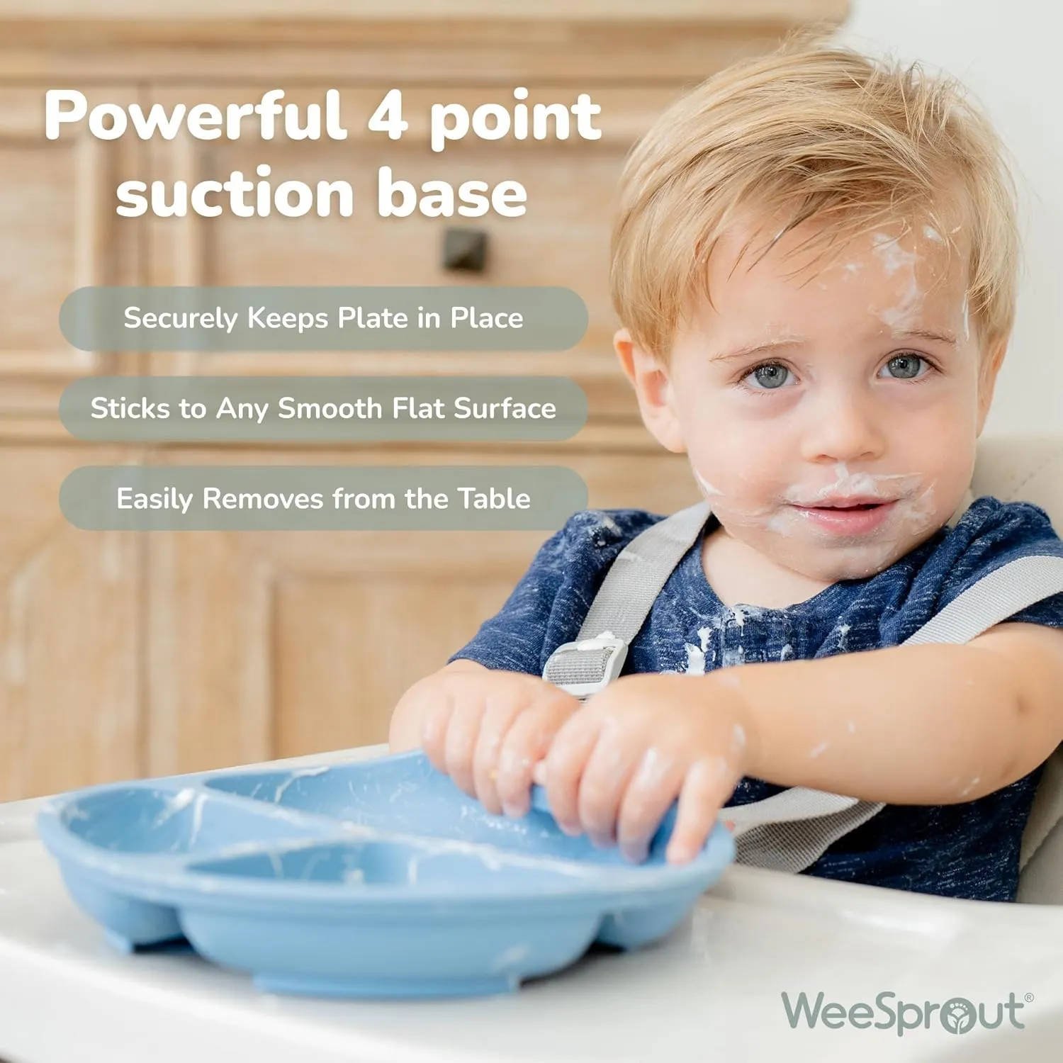 WeeSprout Suction Plates with Lids for Babies & Toddlers, 100% Silicone Dinnerware Stays Put, Divided Design for Picky Eaters, Microwave & Dishwasher Friendly, 3 Pack (Matte Pink, Purple, Blush Pink)