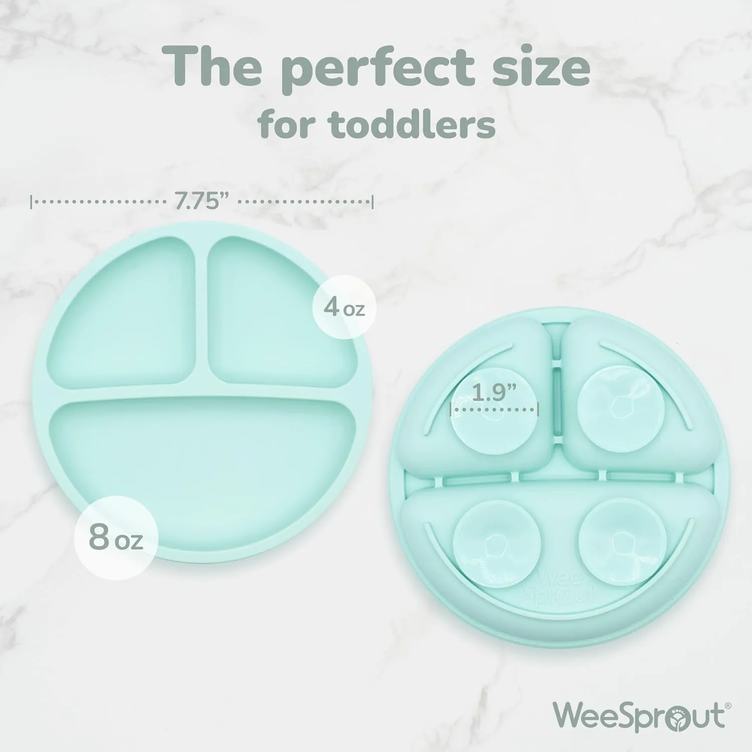 WeeSprout Suction Plates with Lids for Babies & Toddlers, 100% Silicone Dinnerware Stays Put, Divided Design for Picky Eaters, Microwave & Dishwasher Friendly, 3 Pack (Matte Pink, Purple, Blush Pink)