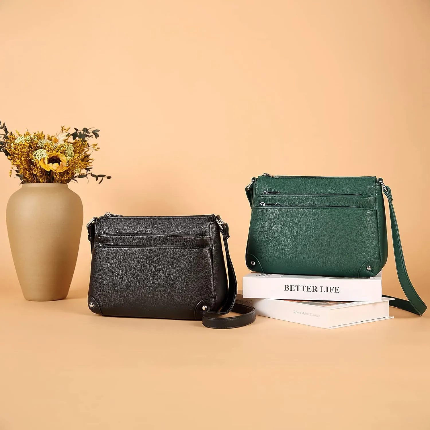 WESTBRONCO Crossbody Bags for Women, Medium Size Shoulder Handbags, Satchel Purse with Multi Zipper Pocket