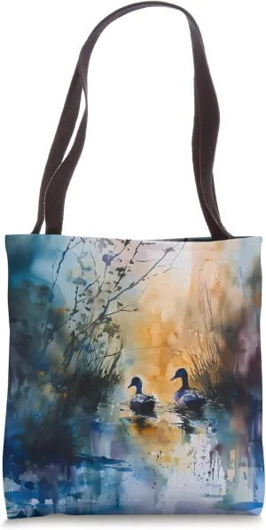 Wetlands Preserve Ducks Watercolor Art Bird Watching Ecology Tote Bag