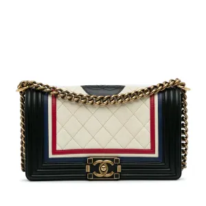 White Chanel Crest-Embellished Medium Boy Bag