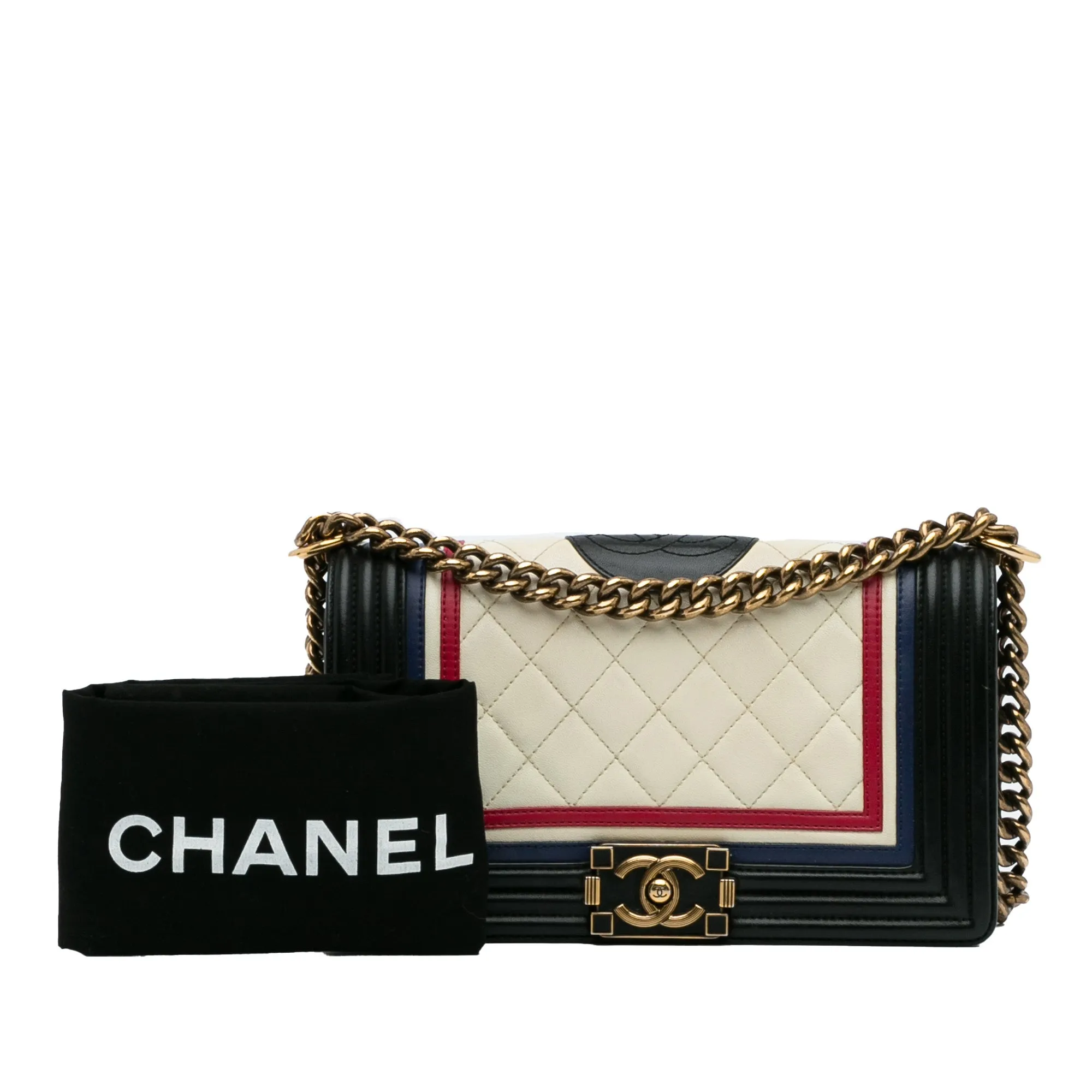 White Chanel Crest-Embellished Medium Boy Bag