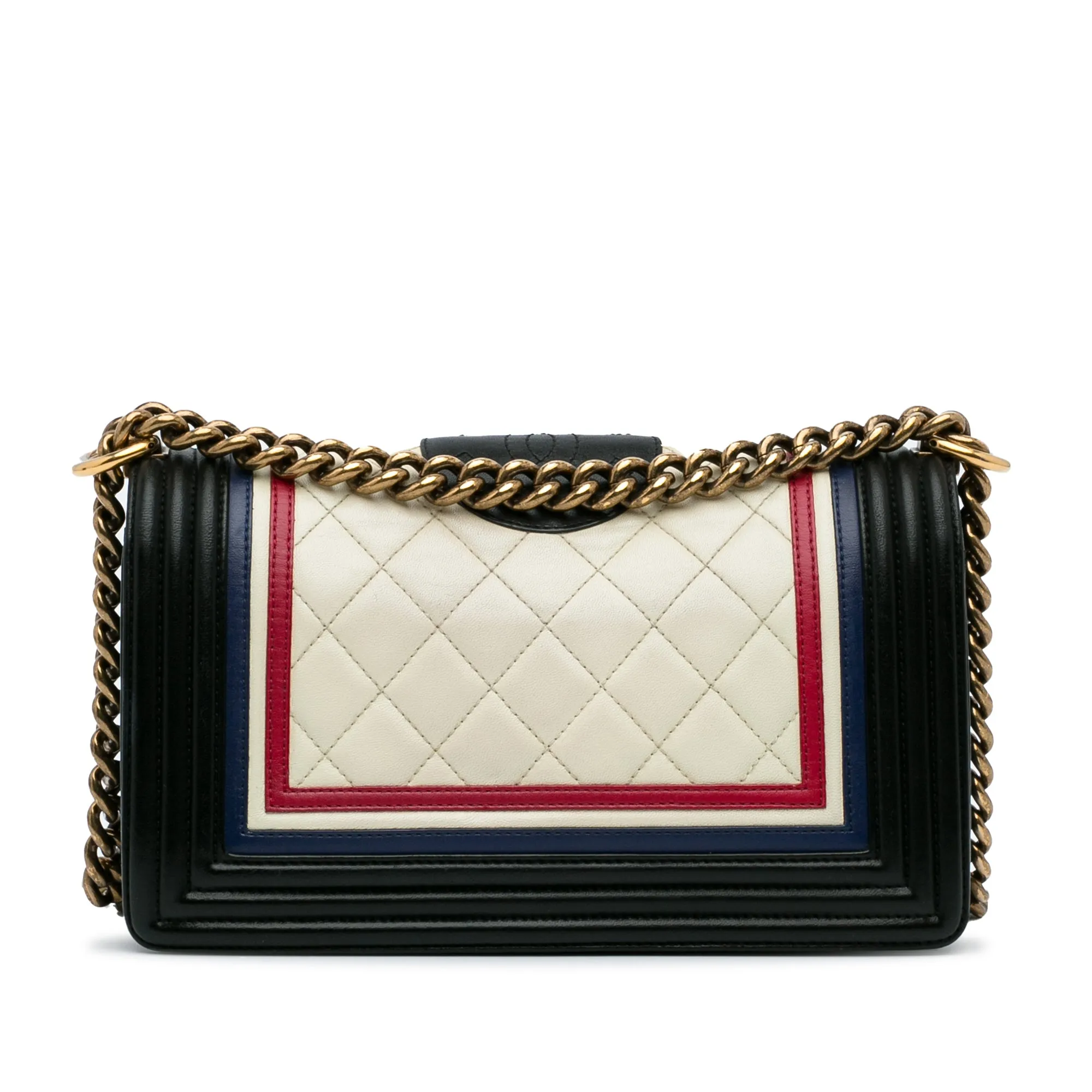 White Chanel Crest-Embellished Medium Boy Bag