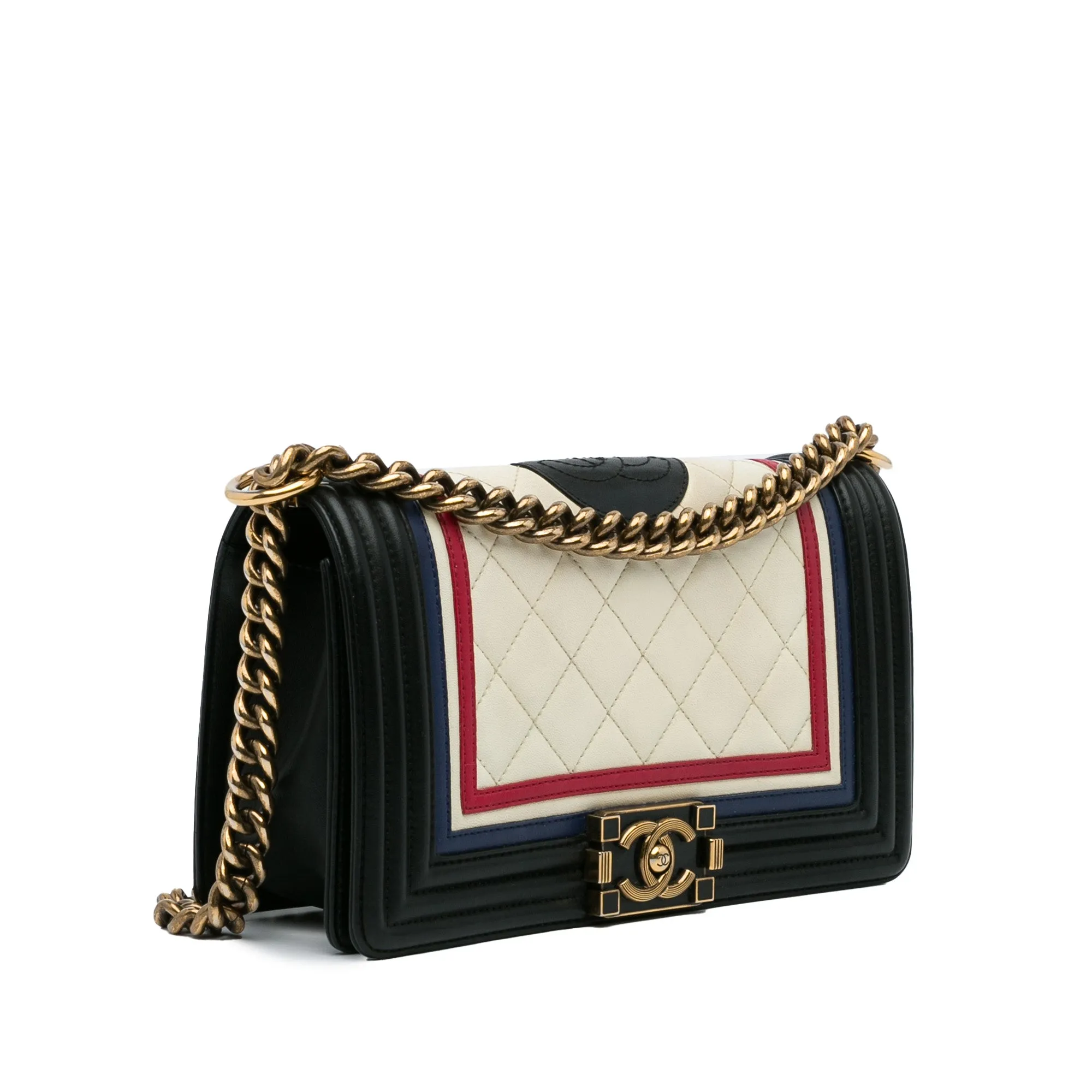 White Chanel Crest-Embellished Medium Boy Bag