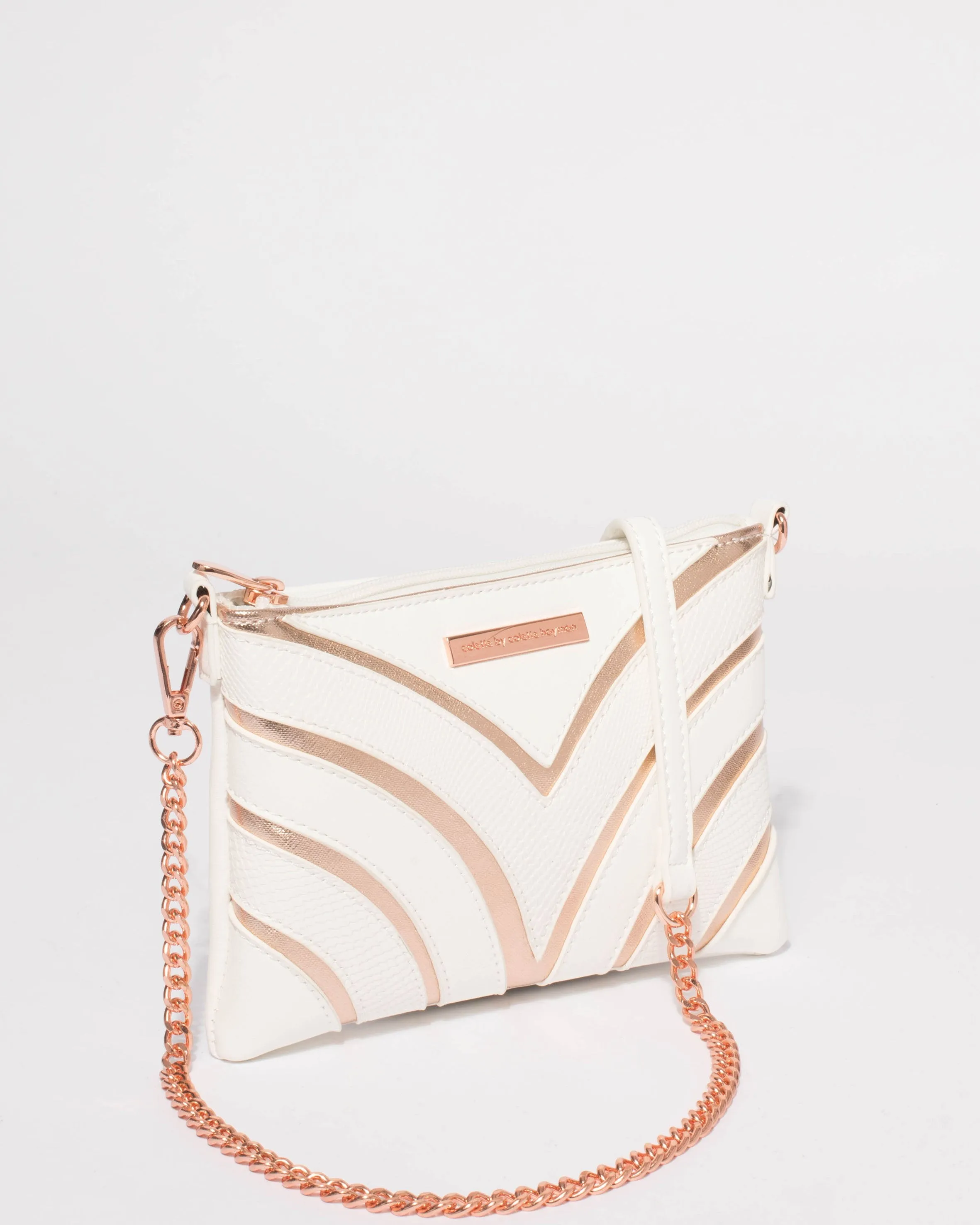 White Rose Gold Peta Crossbody Bag