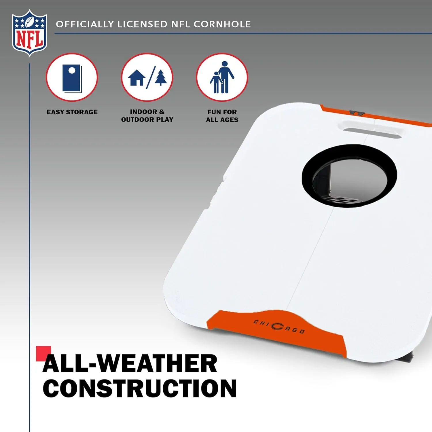 Wild Sports NFL Pro Football All-Weather Cornhole Set - Travel Bean Bag Toss Set Includes 8 Bean Bags