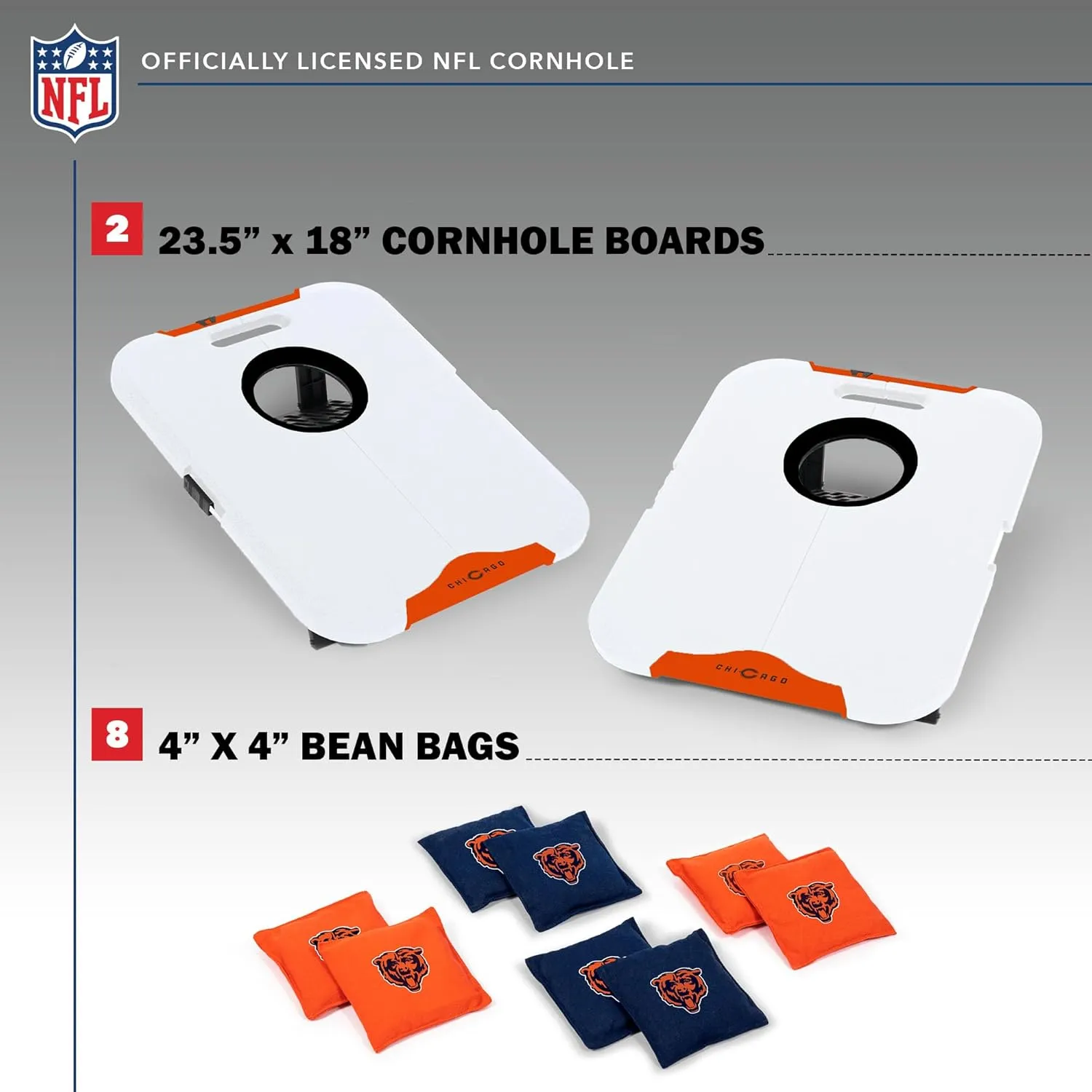 Wild Sports NFL Pro Football All-Weather Cornhole Set - Travel Bean Bag Toss Set Includes 8 Bean Bags
