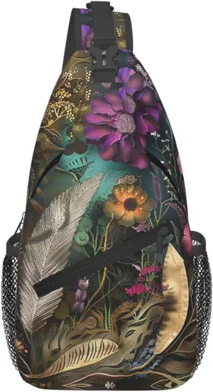 Wildflower digital illustration Cross Chest Bag Diagonally Men Women Crossbody Shoulder Bag Casual Fashion Travel Bag Sling Backpack