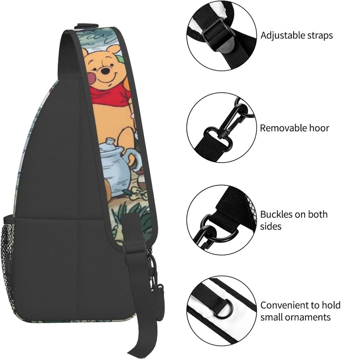 Win-nie The Pooh Crossbody Bag Sling Shoulder Bag for Outdoor Travel Sports Camping Hiking Shoulder Bags