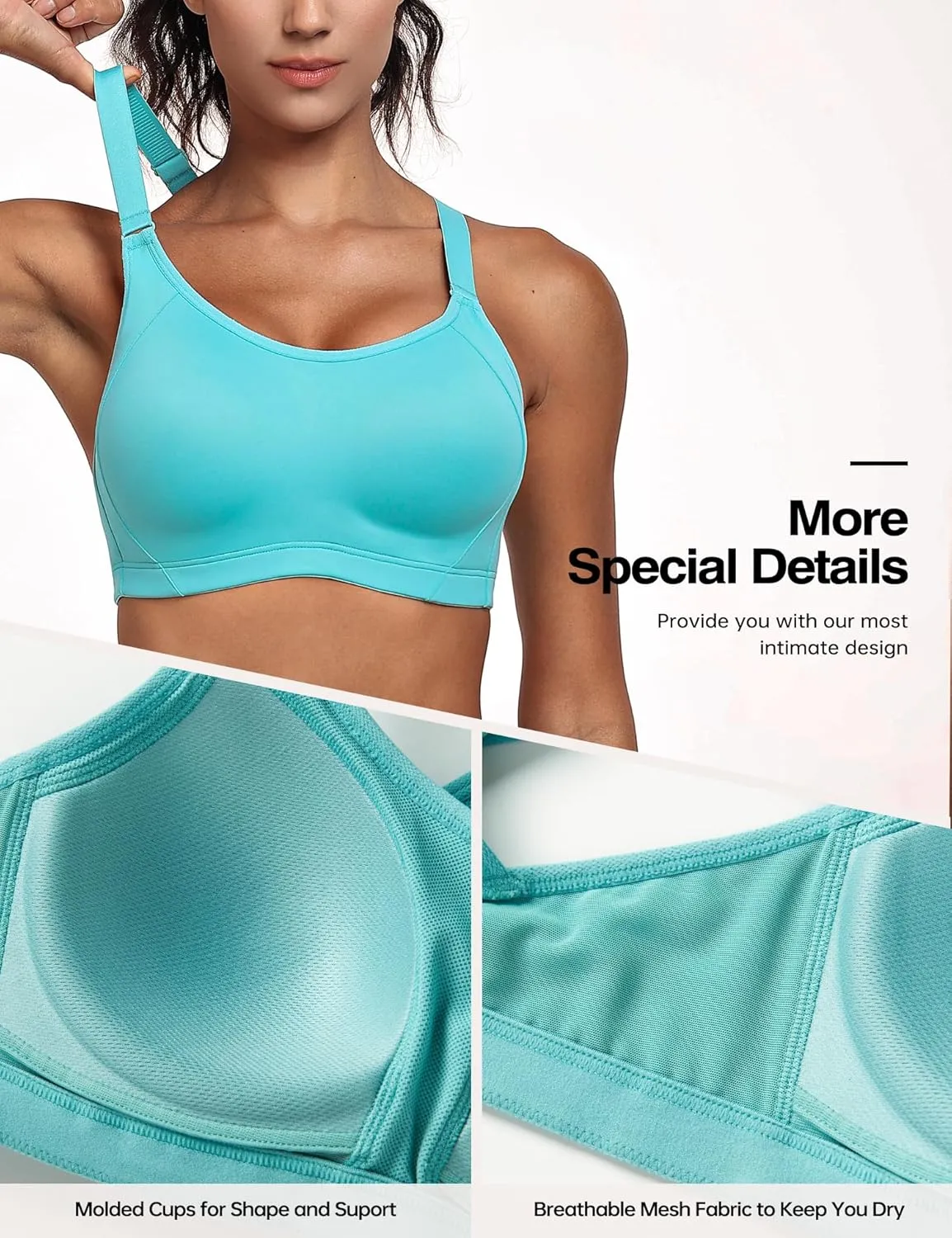 Wingslove High Impact Sports Bra for Women Wireless Adjustable Criss Cross Back Workout Bra No Bounce