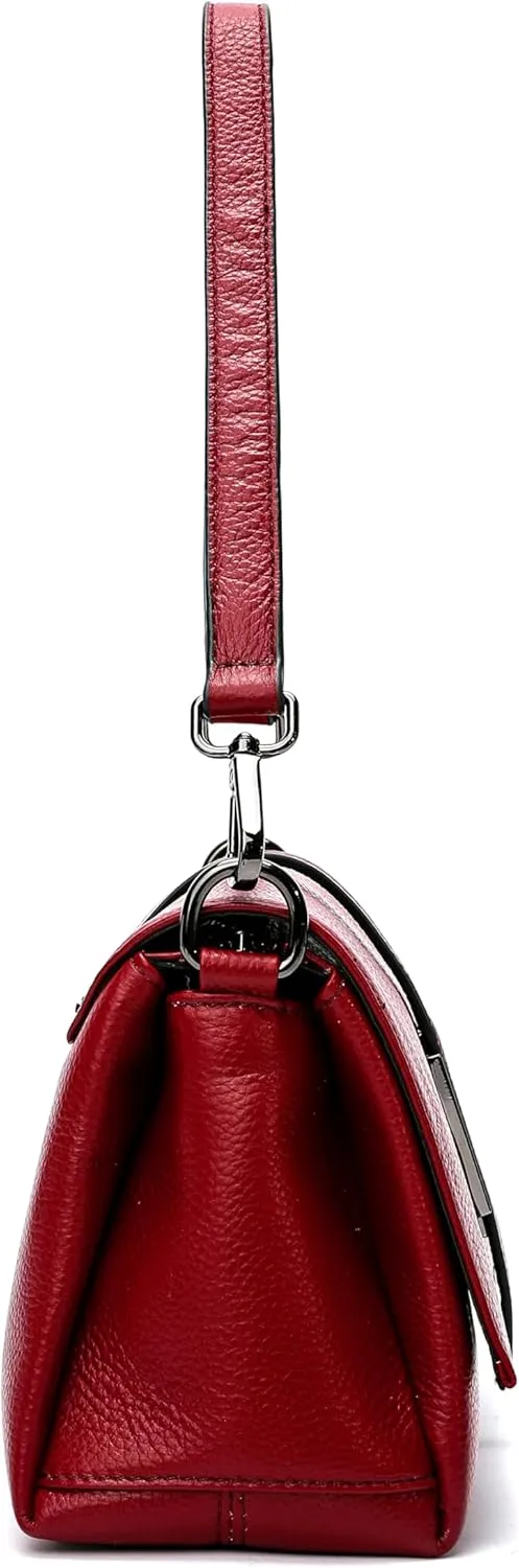 Women Small Genuine Leather Shoulder Bag Soft Crossbody Purse for Lady Handbag