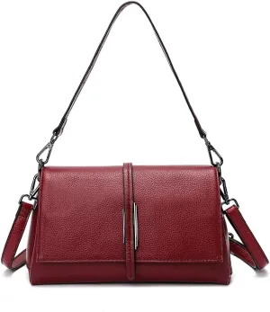 Women Small Genuine Leather Shoulder Bag Soft Crossbody Purse for Lady Handbag