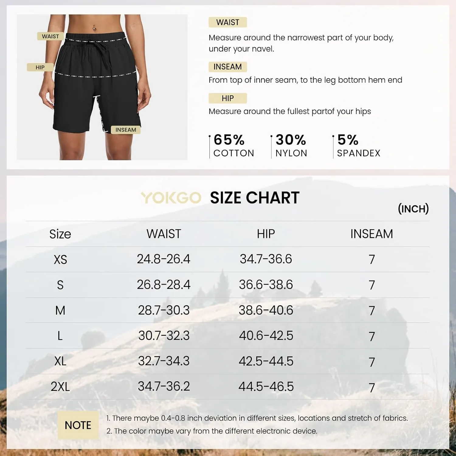 Women's 7" Hiking Cargo Shorts Quick Dry Athletic Short Pants Outdoor Water Resistant Bermuda Shorts with Multi Pockets
