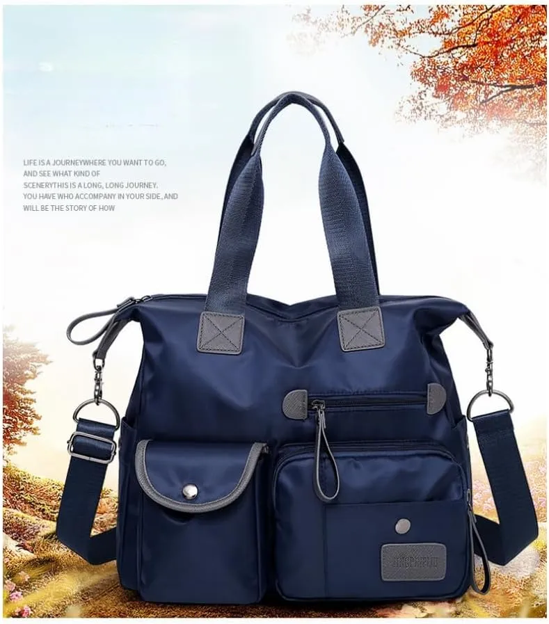 Women’s Bag Mommy Bag One Shoulder Crossbody Portable Travel Large Bag (blue)