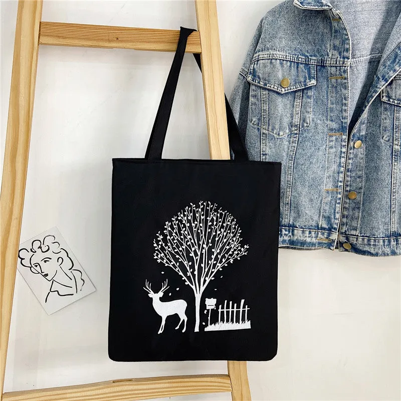 Women's Canvas Creative Korean Artistic Tuition Handbags
