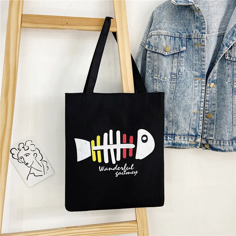 Women's Canvas Creative Korean Artistic Tuition Handbags