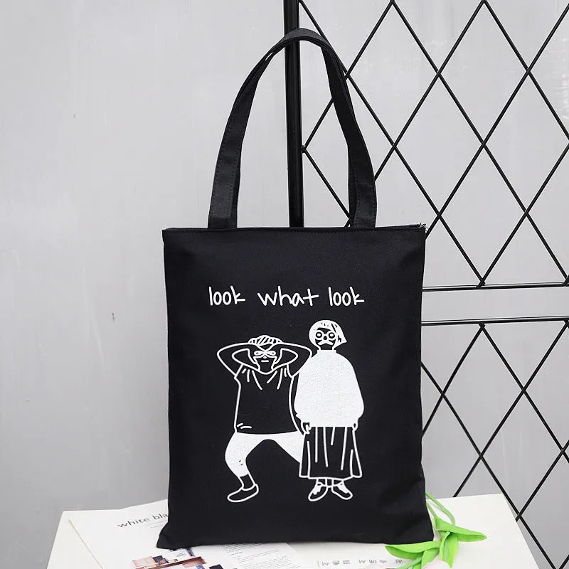 Women's Canvas Creative Korean Artistic Tuition Handbags