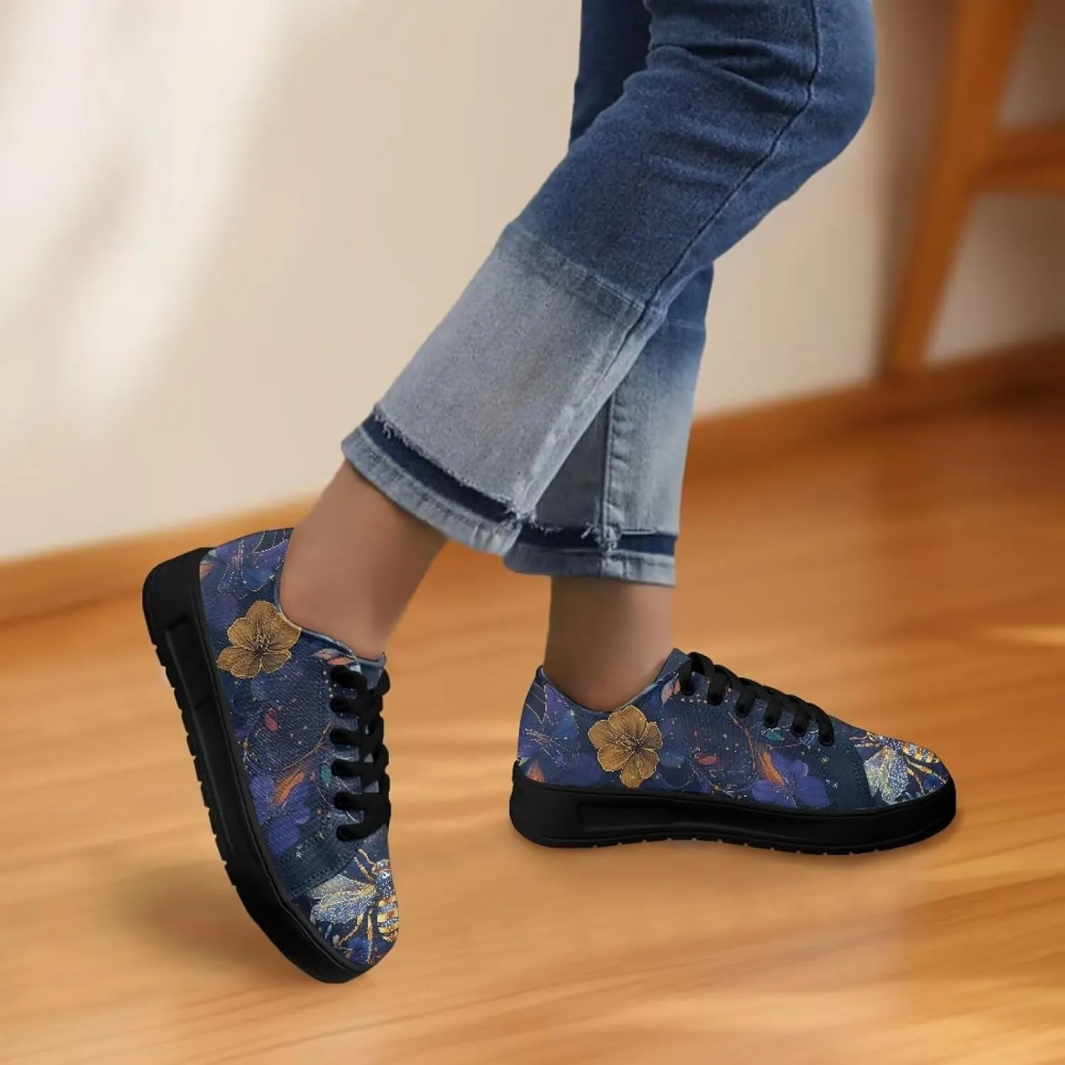 Women’s Canvas Sneakers Orthotic Walking Shoes with Memory Foam Non-Slip Canvas Shoes for Hiking Walking Running