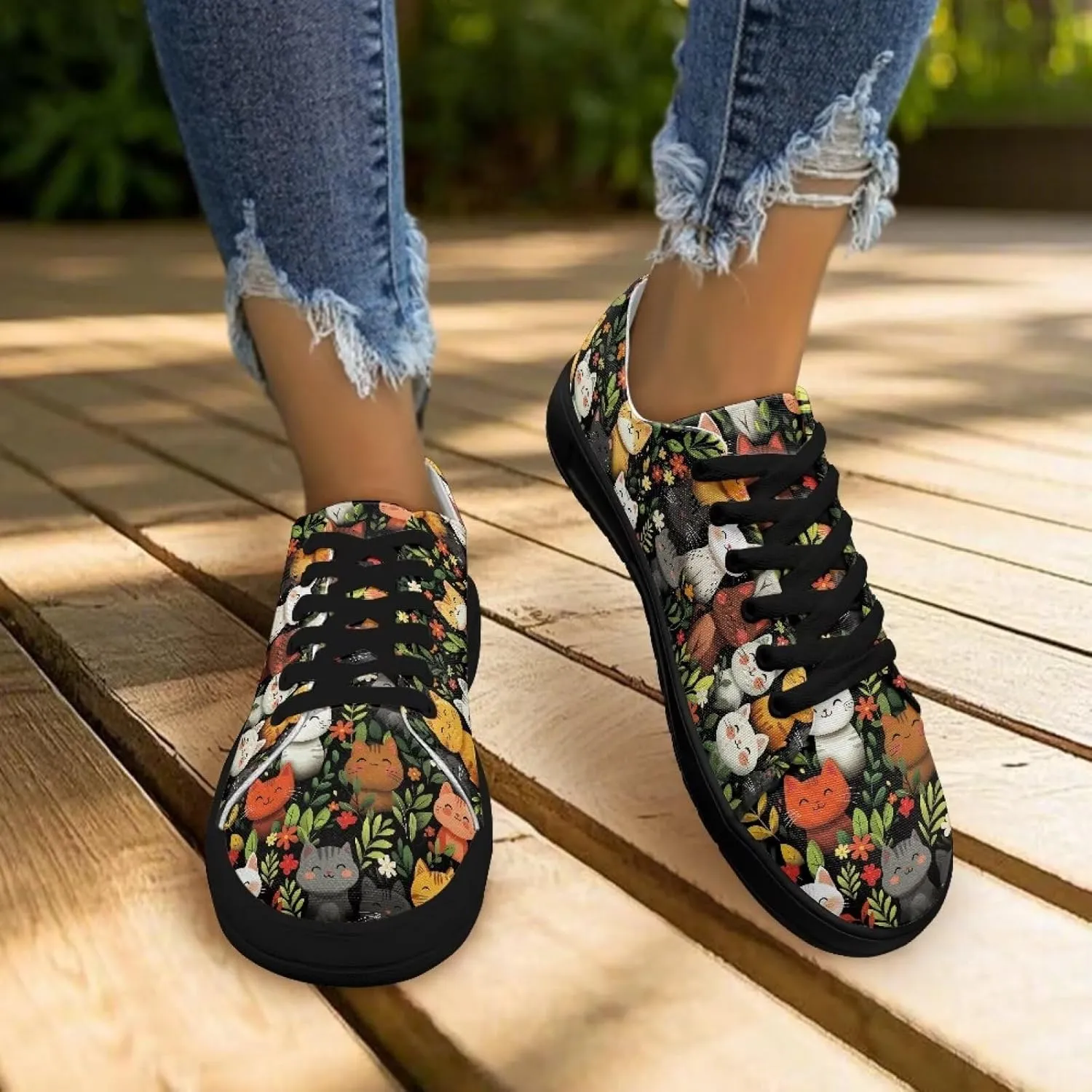 Women’s Canvas Sneakers Orthotic Walking Shoes with Memory Foam Non-Slip Canvas Shoes for Hiking Walking Running